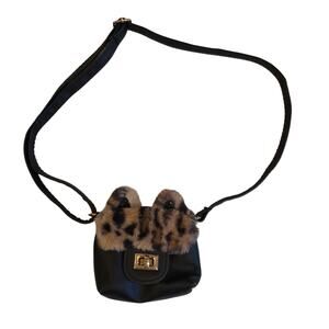 Y2K Claire's Leopard Faux Fur Cat Ear Crossbody Mini Bag
